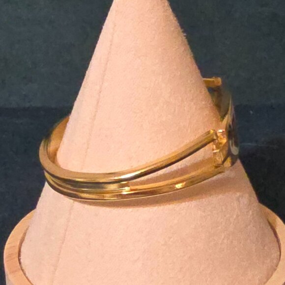 Vintage Enamel Cloisonne Butterfly and Flower Clamper Cuff Bracelet - Picture 2 of 4